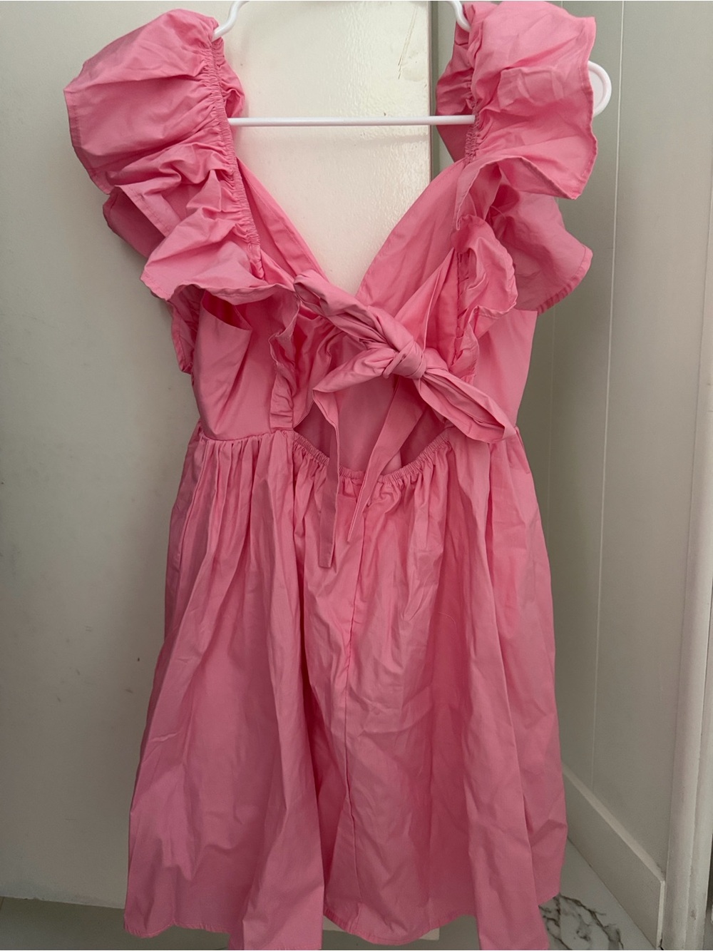 Pink Ruffle V-Neck Mini Dress - Picture 5 of 5
